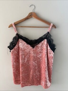 ✨MIDWEST PRINCESS✨ Velvet Pink Cami Top with Black Lace Trim Size XXL